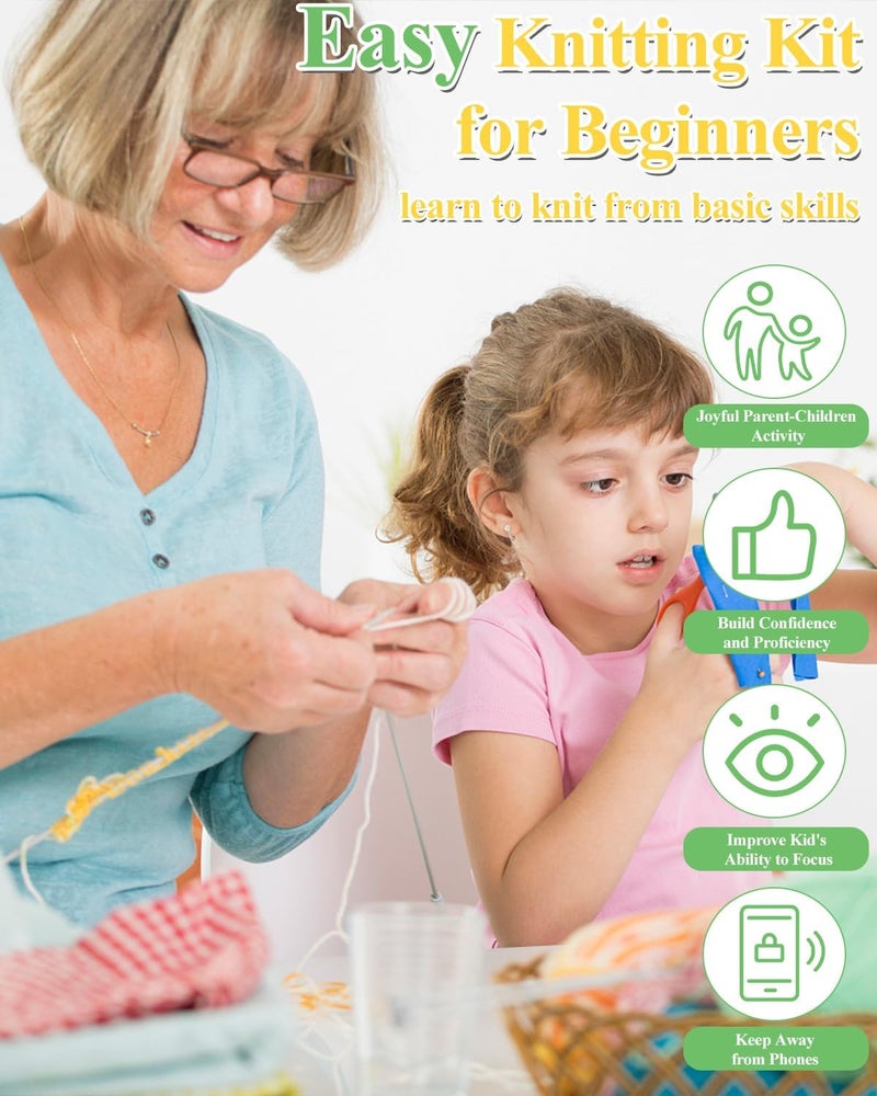 Aeelike Knitting Kit for Beginners, Complete Beginner Knitting Kit Easy Knitting Set Including Knitting Needles Set Cotton Yarn, Learn to Knit Dishcloth with Step-by-Step Instructions, Colorful - Image 2